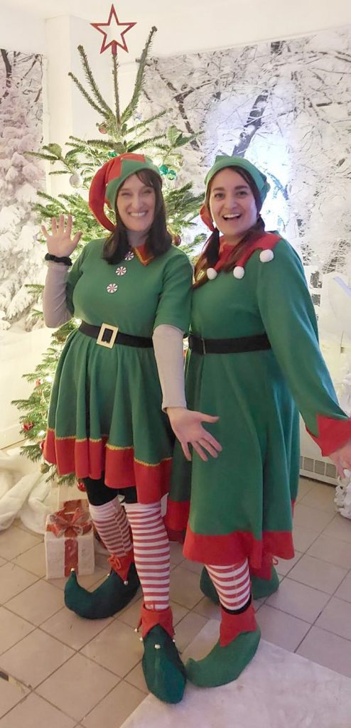 Two Derwen College elves ready to present the Elf Trail