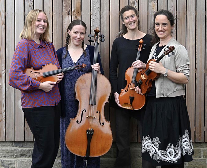 Methera is a unique ensemble: a string quartet with roots firmly planted in English traditional music. Its four members combine a deep knowledge of traditional music with a wide range of other influences and expertise and a deep sense of musical interaction. Newly composed pieces sit alongside timeless traditional material; their music is both sophisticated and earthy, groundbreaking and familiar, enchanting and thrilling. Their national tours, BBC radio broadcasts and collaborations have helped them blaze a trail through the uncharted territory that lies between folk and chamber music. Their two fiddlers are Emma Reid, who is no stranger to Rhydycroesau, and Grace Smith, whose many other collaborations include a duo with Sam Sweeney. They are joined by cellist Lucy Elkiss, who studied under jazz violinist Omar Puente, and Miranda Rutter on viola. The legendary Alistair Anderson called their music a 'joyous cauldron of sound’, while accordionist Karen Tweed described them as ‘a marvel of musicality’. You can hear clips on their website methera.co.uk. The concert is on Friday 2nd October and starts at 8pm; tickets are £15 and advanced booking is strongly recommended: phone Eirene on 01948 710218 or John on 01691 791403, or pick up a ticket at Siop y Rhosydd, Llansilin. There’s no bar so you’re advised to bring your own drink.